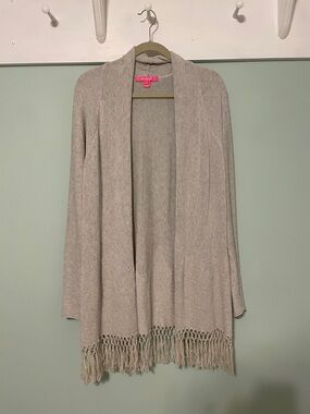 Lilly Pulitzer Tatum Cardigan Shimmer Light Grey XL